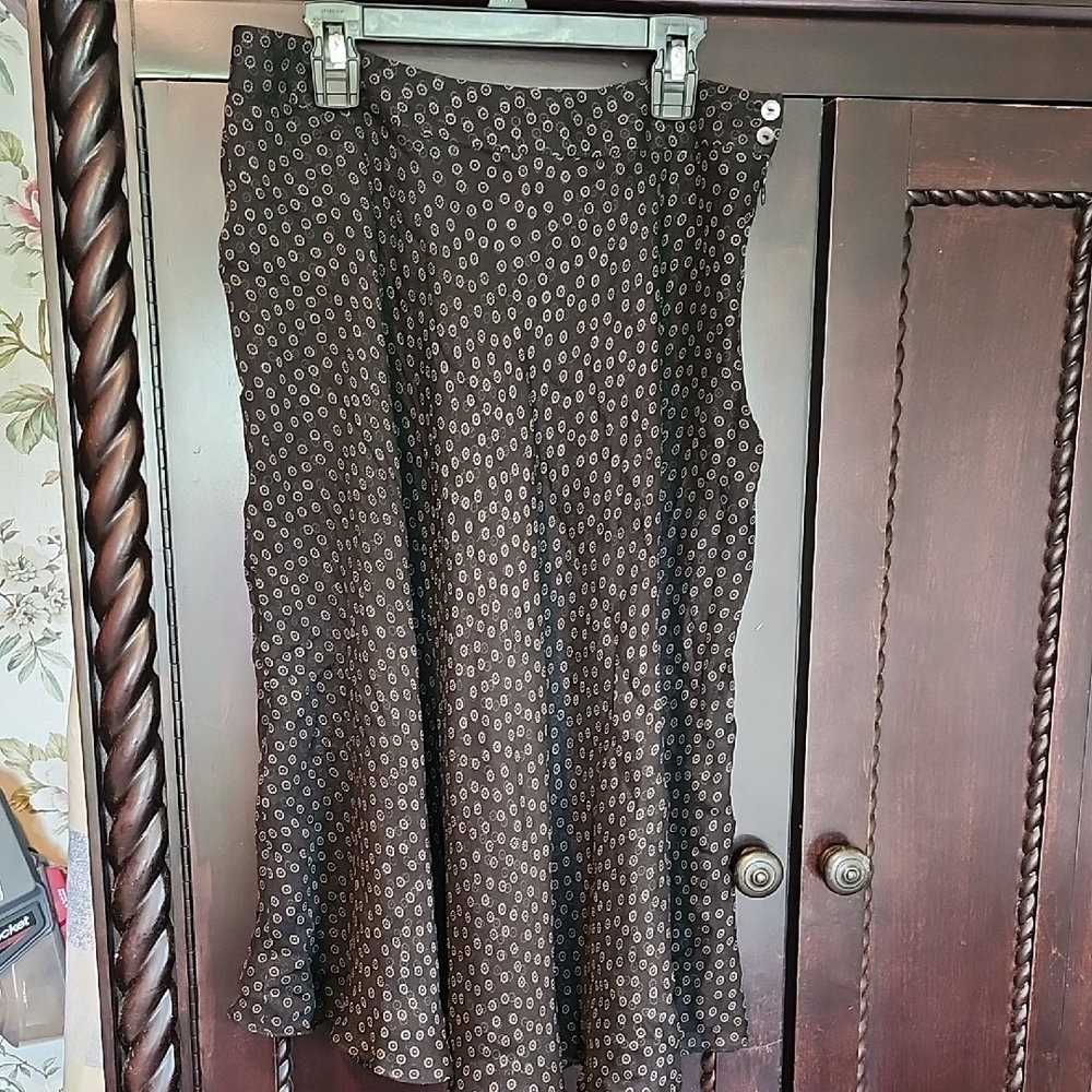 Anne Klein Classic Black Printed A-Line Women’s Skirt